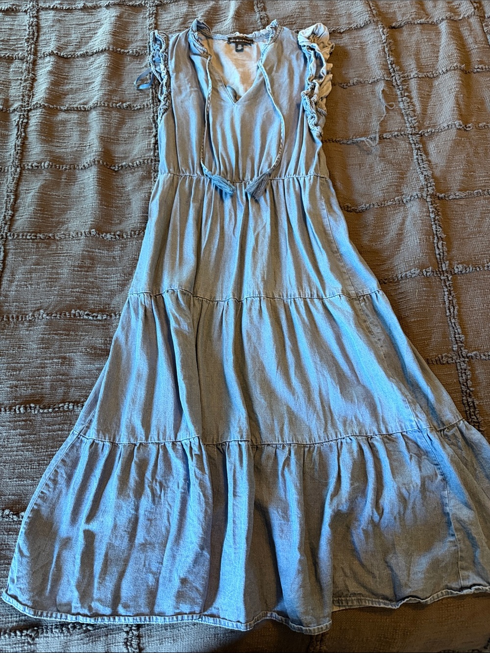 Saks Fifth Avenue Light Blue Tiered Maxi Dress with Ruffle Sleeves